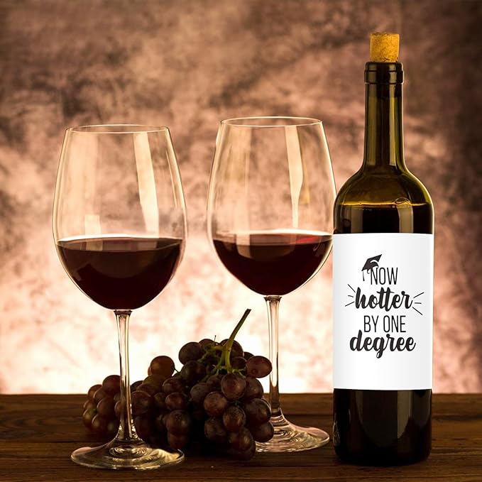 24 Pcs Funny Graduation Wine Labels Graduation Gifts Wine Bottle Stickers Now Hotter by One Degree Wine Bottle Labels Graduation Gifts for Her Him Graduate