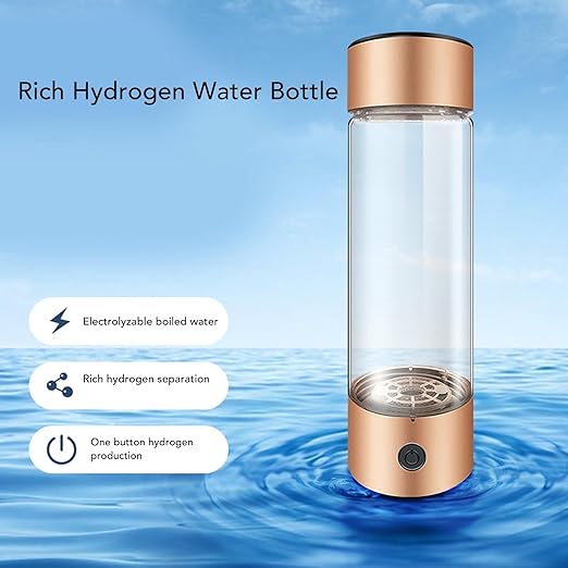 Hydrogen Water Bottle, 410ml Hydrogen Rich Water Generator with Nasal Inhalation Hose, Rechargeable Portable Glass Hydrogen Ionizer for Daily Fitness Drinking