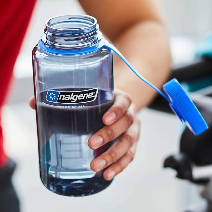 Nalgene Sustain Tritan BPA-Free Water Bottle Made with Material Derived from 50% Plastic Waste, 32 OZ, Wide Mouth, Red