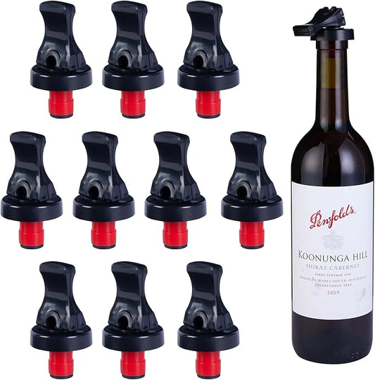 Wine Stopper,10 Pack Wine Stoppers for Wine Bottles,Plastic Vacuum Wine Bottle Stopper Wine Saver with Airtight Seal,Wine Topper Keep Wine Fresh Wine Bottle Sealer Set
