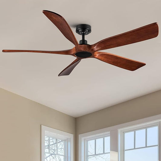 NicBex Ceiling Fan 60 Inch Indoor Antique No Light Ceiling Fans with Remote Control Double Finish Ceiling Fan with 5 Wood Blades for Living Room, Bedroom, Brown