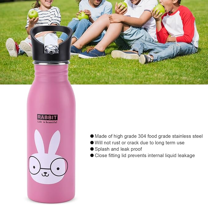 Metal Water Bottle, Leak Proof Stainless Steel Sports Bottle Anti Rust with Sucking Mouth for Biking for Camping for Outdoor