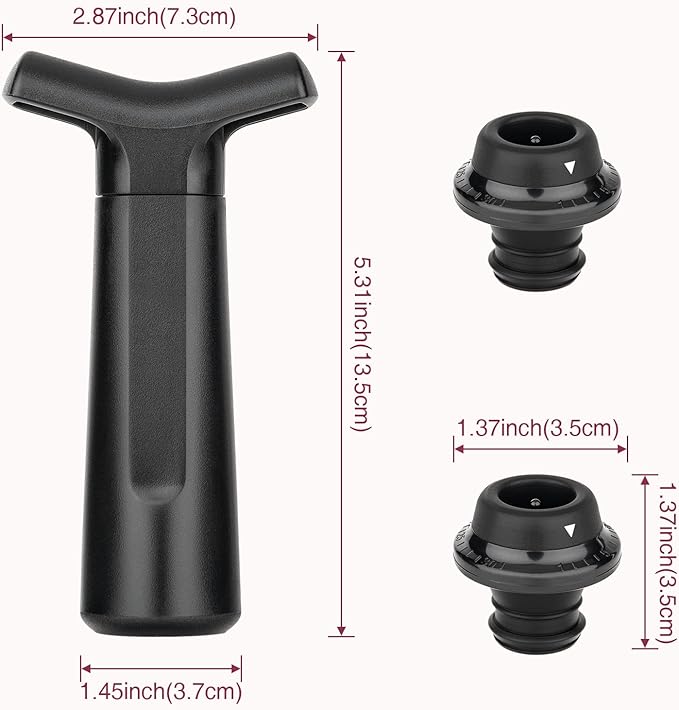 mafiti Wine Saver with 4 Wine Stoppers and Preserver, Red Wine Bottle Sealer Keeps Wine Fresh Up 7 Days, Ideal Wine Christmas Gifts for Men Women (1 Wine Pump + 4 stoppers)