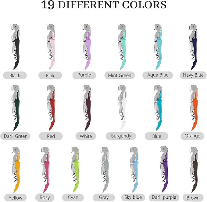 HYZ 2-Pack Wine Opener Waiter Corkscrew, Professional Wine Key for Servers, Bartender with Foil Cutter, Manual Wine Bottle Opener Double Hinged (White)