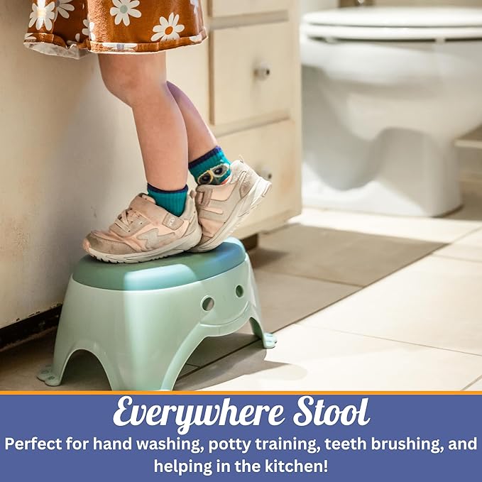 Mommy's Helper Step Up Step Stool - Non-Slip Teal Stepstool with Cute Smiley Face, 14x8.5/6.5 inches, Perfect for Kids' Handwashing, Brushing Teeth, and Potty Training