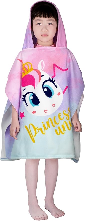 Hooded Kids Beach Towels - Toddler Bath Towel Girls Boys Swim Cover-ups for Ages 1 to 6 Kids Pool Towels Quick Dry Lightweight Soft Microfiber Poncho Towel 24x23(Baby Unicorn)