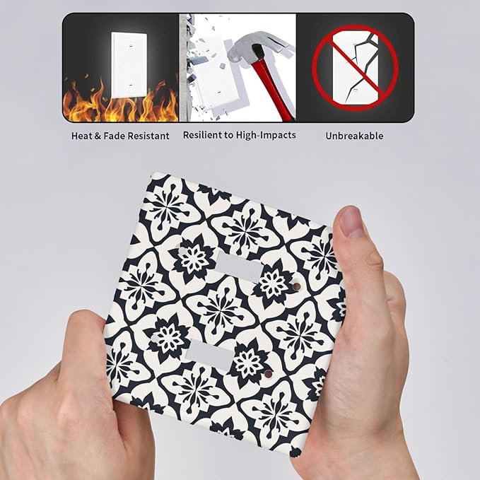 Black And White Funny Plastic Wall Plate Decorative Double Toggle Light Switch Cover For Women Girls Bedroom Kitchen Living Room