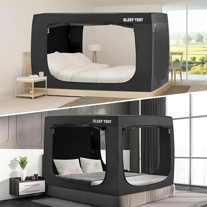 BORNA Bed Tent Bed Canopy Twin Size for Adult and Kids,Portable Sleeping Tents Dream Tents Indoor for Kids and Adult, Breathable Privacy Space on Bed with Three Doors (Mattress Not Included)