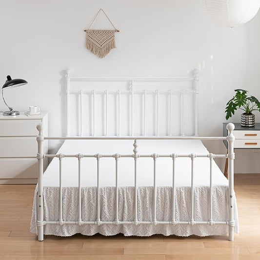 Tufted Bed Skirt King Size, Ruffled Bed Skirt with Split Corners, King Bed Skirt 18 Inch Drop, Boho King Size Bed Skirt White for Ruffled Bed Skirts, Bed Skirt King Size