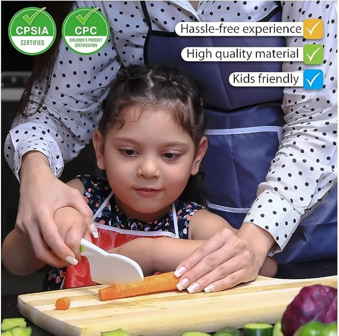 Joyo Jr. Knives for Kids 3-Piece Kitchen Cooking and Baking Knife Set: Children's Cooking Knives in 3 Sizes & Colors/Firm Grip, Serrated Edges, BPA-Free Kids' Knives (colors vary)