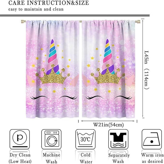 Kids Unicorn Curtains Kids Girls Boys Rainbow Unicorn Pattern Blackout Curtains Bedroom Curtains 42x45 Inches 2 Panels