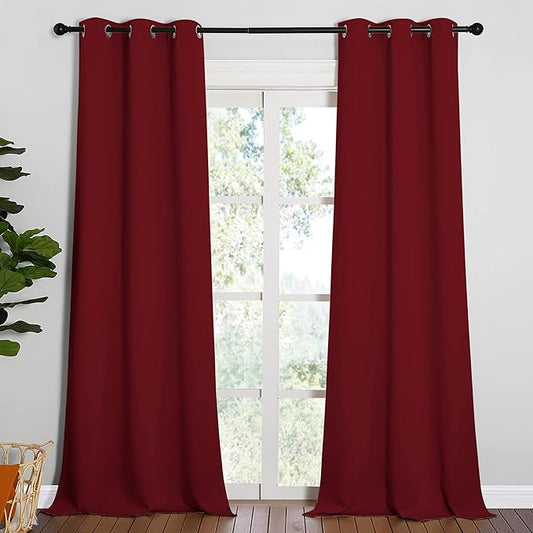 NICETOWN Christmas Burgundy Red Blackout Drapes - Window Treatment Light Blocking Privacy Curtain Panels for Window Decoration (Set of 2, 42 inches by 90-inch)