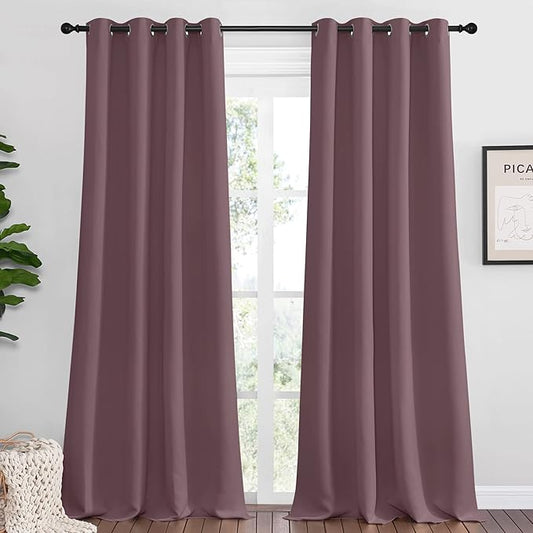 NICETOWN Dry Rose Blackout Curtains 96" Long for Office, Dining Room, Guest Room, 55" Wide, 2 Pieces, Sound Reducing Heat and Cold Block Curtain Panels for Modern Room Decorative