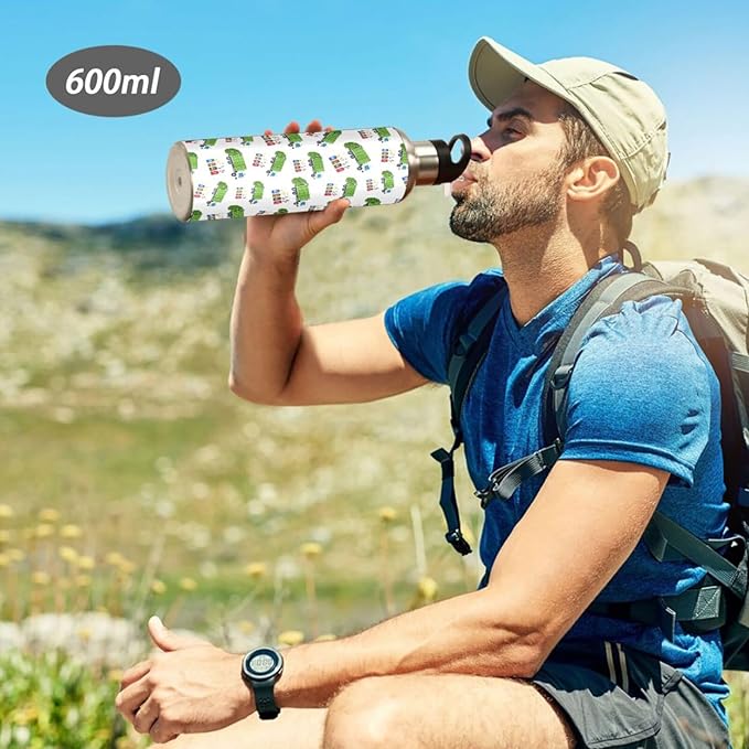 Garbage Truck Trash Recycling Stainless Steel Water Bottle with Straw Lid - 20 Oz Sports Insulated Water Bottle Thermos for Sport Gym Outdoor Travel School