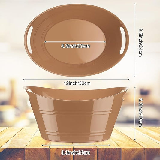 Patelai 6 Pcs Ice Buckets Bulk, Plastic Ice Buckets with Handles, Oval Storage Tub, Large Capacity Ice Drink Bucket for Party Bar Wine Beer Champagne Beverage Bottle Cooler (Morandi Color, 4.5 Liter)