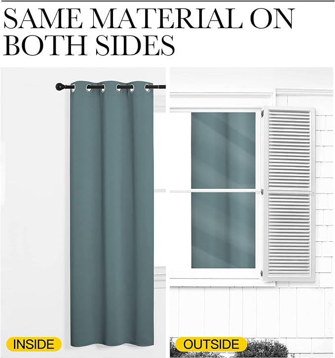 NICETOWN Modern Blackout Curtains Noise Reducing, Thermal Insulated and Privacy Room Darkening Drape Panels for Boy's Guest Room Door Small Short Window (Greyish Blue, 2 Panels, W34 x L54 -Inch)