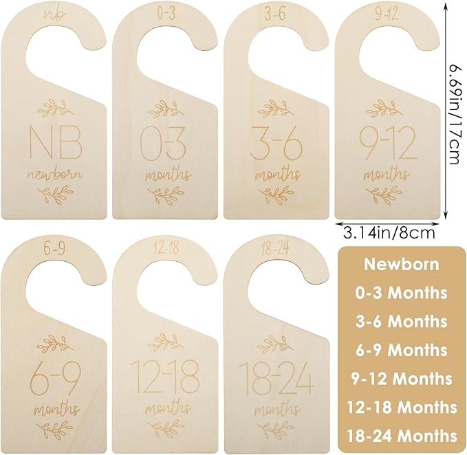 Sibba 7 Pcs Closet Dividers Clothes Organizer Adorable Wooden Holder Size Hanger Double Sided Bracket Drawers Must Haves Boho Nursery Decor Room Decorations Storage Rack
