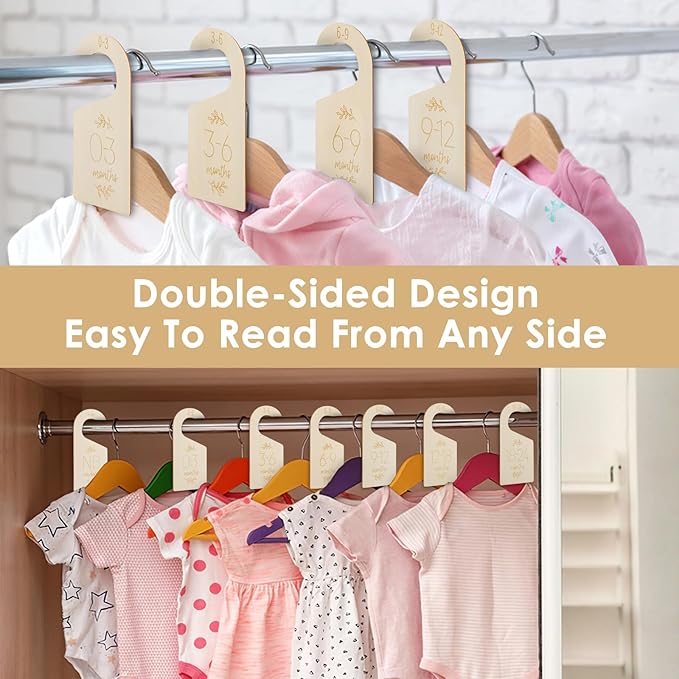 Sibba 7 Pcs Closet Dividers Clothes Organizer Adorable Wooden Holder Size Hanger Double Sided Bracket Drawers Must Haves Boho Nursery Decor Room Decorations Storage Rack