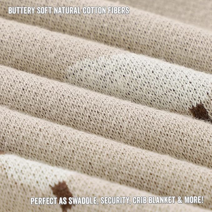 Baby Swaddle Blanket - 100% Luxury Cotton Knit Soft Cozy Lightweight Unisex Receiving Crib Stroller Quilt Blanket for Shower Gift Registry for Newborns Infants Toddlers (Sheep - Khaki)