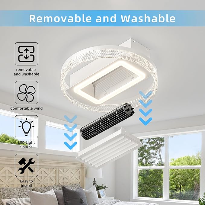 NicBex Ceiling Fan 20 Inch Modern Ceiling Fans with Lights Bladeless Ceiling Fan with Remote Control Ceiling Fans with Reversible Motor for Bedroom, Living Room, White
