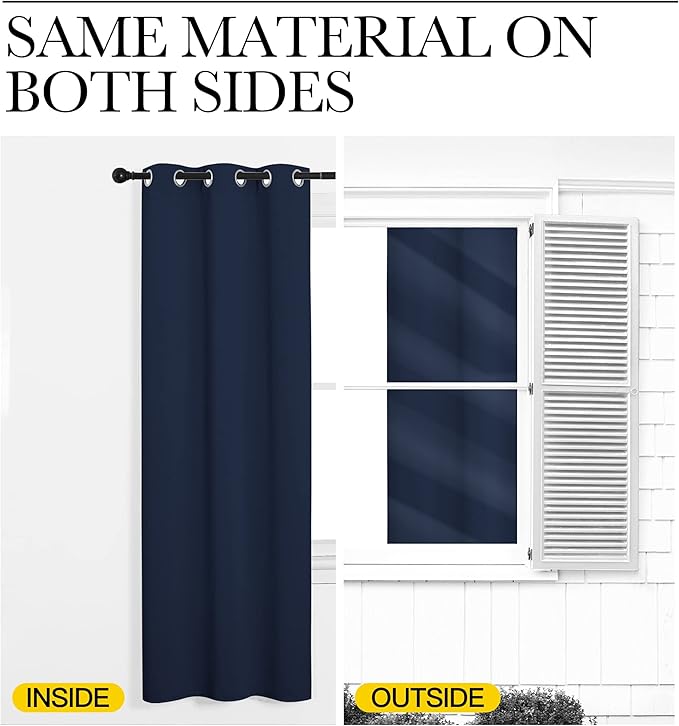 NICETOWN Navy Blackout Curtains 78" Long for Living Room, Thermal Insulated Window Treatment Light Reducing Room Darkening Drapes for Boys Kids Bedroom, Classroom, Apartment (55" W x 78” L, Set of 2)