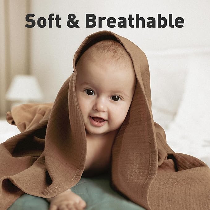 GLLQUEN BABY 4-Pack Muslin Swaddle Blankets for Unisex, Soft Breathable Receiving Blankets Neutral, Baby Swaddle Blanket for Boys and Girls, Newborn Essentials