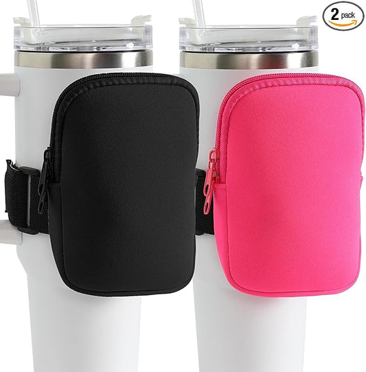 Set of 2 Water Bottle Pouch for Stanley Accessories 40 oz & 20oz 30oz,Compatible with kinds of Tumbler,Gym Tumbler Cup for Women Storage Sleeve Pocket for Walking, Running, Sports