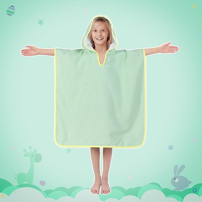 Hooded Towels for Kids,Toddler Bath Towel Swim Cover Up for Ages 3-10 Girls Boys Pool Towels Soft Thick 30"x30" Microfiber Poncho Towel(Green)