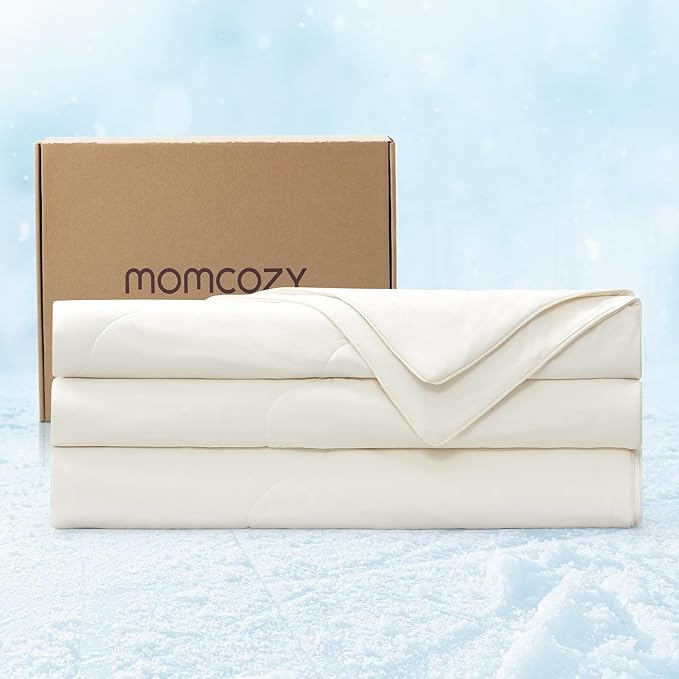Momcozy Life CoolMurm Cooling Comforter for Hot Sleepers, King/Cali King 106"x90" Pregnancy Cooling Blanket, All-Season Lightweight Soft Breathable Cooling Quilt Duvet, Cool All Night, Ivory White