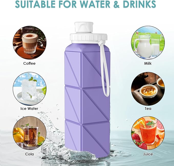 SPECIAL MADE Collapsible Water Bottles Cups Leakproof Valve Reusable BPA Free Silicone Foldable Travel Water Bottle Cup for Gym Camping Hiking Travel Sports Lightweight Durable