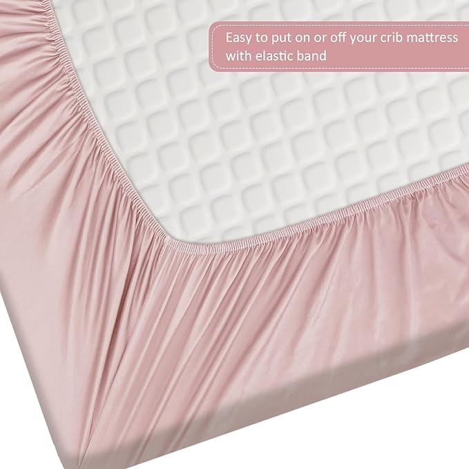 Baby Crib Sheets for Girls,2 Pack 28”x52”x8” Fitted Crib Sheets for Standard Crib and Toddler Mattress Soft Microfiber Baby Sheets for Crib (Floral White)