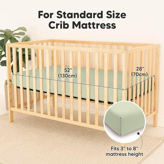2-Pack Waterproof Crib Sheets for Boys, Girls - Viscose Derived from Bamboo Crib Sheets Neutral, Crib Mattress Protector Sheet, Soft Toddler Bed Sheets, Fitted Baby Crib Sheets Girl, Boy (Avocado)