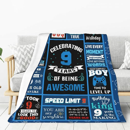 Gifts for 9 Year Old Boy, 9 Year Old Boy Gifts Kids Blanket 40x50in, Best Gifts for 9 Year Old Boys Warm Flannel Throw Blankets Birthday Gifts for 9 Year Old Boy