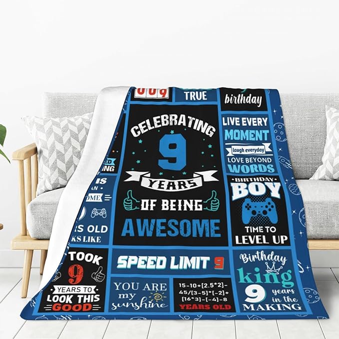9 Year Old Boy Gifts Birthday Gifts for 9 Year Old Boys, Kids Blanket 50 x 60 Inches Warm Flannel Throw Blankets for Boys 9 Year Old Boy Birthday Gifts Ideas