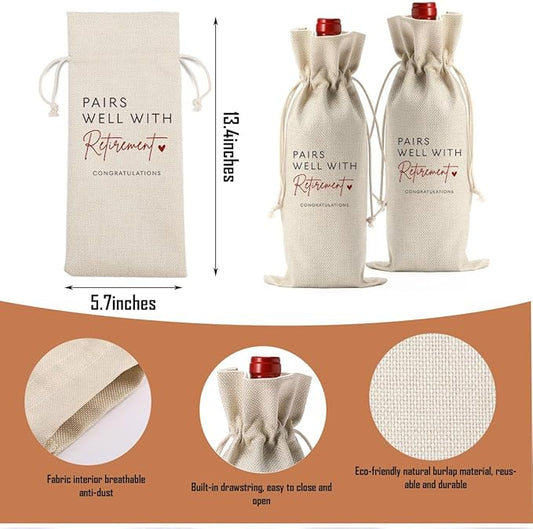 XFW 1Pcs Retirement Wine Bag Retirement Gifts for Women Men Pairs Well With Retirement Wine Bag Farewell Gifts for Coworkers Going Away Gift for Friends Boss