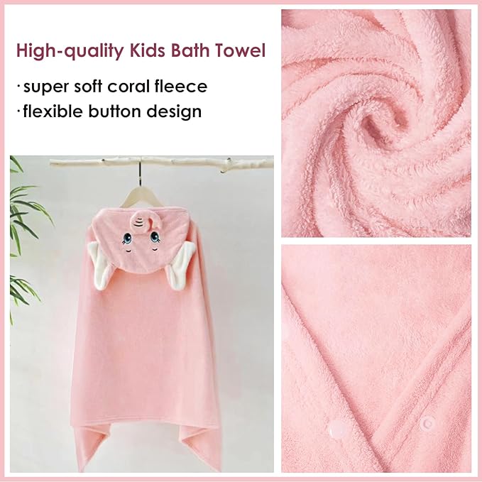 Kids Hooded Bath Towels Beach Towel Girls Boys Soft Swim Pool Cover Up Super Absorbent Cute Cartoon Animal