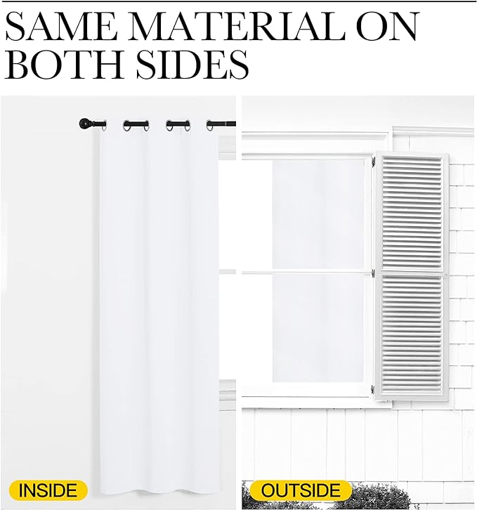 NICETOWN White Samll Window Blackout Curtain Panels, Set of 2, 42 inches x 78 inches, 50% Light Blocking Curtains for Bedroom & Dining Room Window