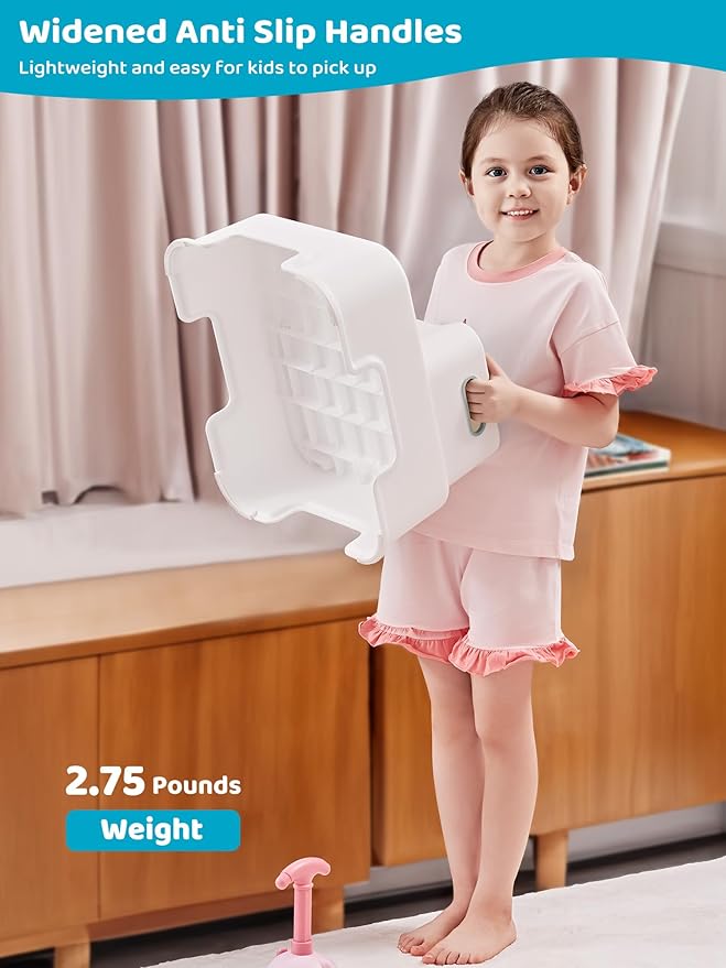 HEETA Step Stool for Kids and Toddler, Anti-Slip Sturdy Step Stool for Toilet Potty Training Stool, 2 in 1 Step Stool to Reach Kitchen Counter or Sink, with 2 Separate Small Stool