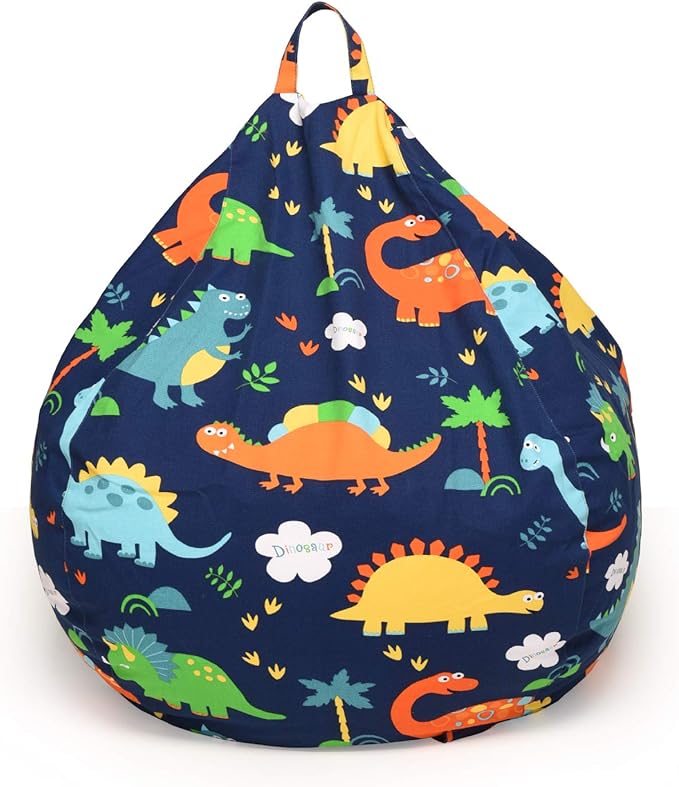 YuppieLife Kids Storage Bean Bag Cover(No Filling)Toy Organizer|Carrying Handle Sofa|Available for Kids and Teenager|Cuddle Chair|Machine Washable and Durable(38“,Dinosaur)