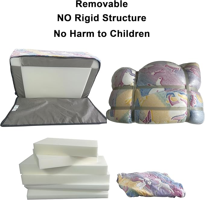 Toddler Chair, Toddler Couch, Kids Couch, Kids Sofa Chair 2 in 1, Comfy Toddler Chair Folding Out for Girls, Glow in The Dark Extra Soft Open Couch for Playroom, Gifts for Kids, Pink Unicorn