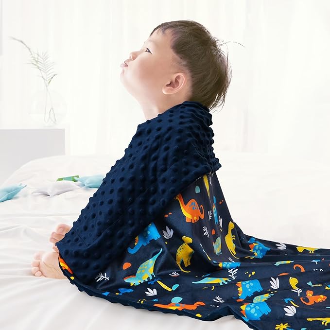 Minky Baby Blanket for Boys, Soft Lightweight Micro Fleece Blanket with Double Layer, Dotted Backing, Breathable Receiving Blanket for Newborns, 30x40 Inches, Dinosaur