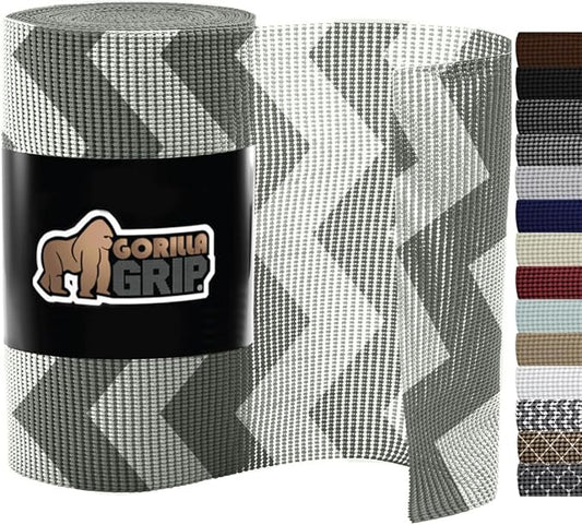 Gorilla Grip powerGRIP Drawer Shelf and Cabinet Liner, Thick Strong Hold, Non-Adhesive Liners Protect Kitchen Cabinets and Cupboard, Bathroom Drawers, Easy Install, Breathable Mat, 20" x30', Chevron