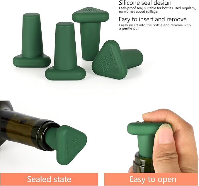 Wine Stoppers,Set of 4 Silicone Corks - Uncork,Heavy-Duty for all Bottles