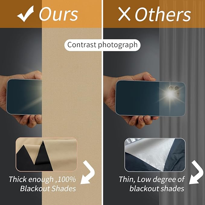 Portable Blackout Shades 100% Blackout Curtains for Bedroom Small Window Curtains No Light Kitchen Windows Insulated for Nursery for Baby Travel Curtain,Sand Yellow,56" W x 80" L,1 Panel