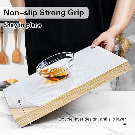 Shelf and Drawer Liner for Kitchen Cabinet-24 in x 20 FT Non-Adhesive Cabinet Liners for Shelves Non-Slip Waterproof Kitchen Drawer Liners Contact Paper Shelf Paper with Knife and Tape Measure