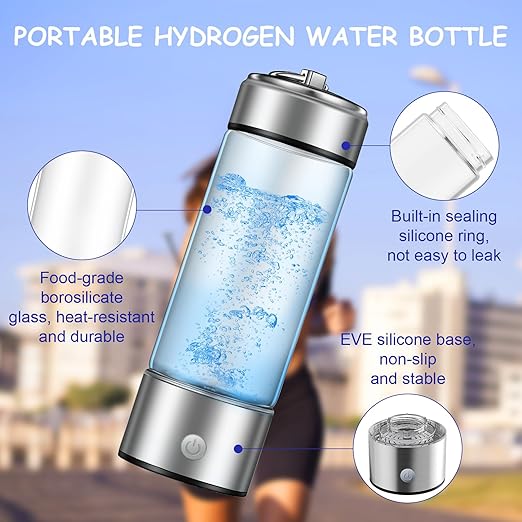 Rechargeable Hydro Health Hydrogen Water Bottle Portable Glass Hydrohealth Hydrogen Water Bottle Generator 420ml