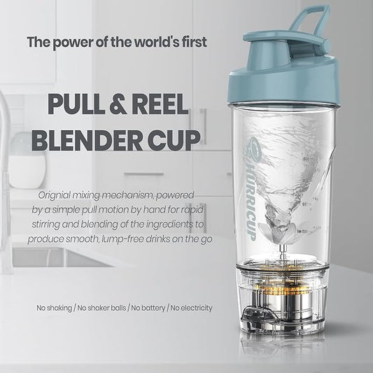 WONDER CORE Hurricup: 22 Oz Blender Shaker Bottle Cup for Protein Shakes with Hand Mixing Mechanism for Gym Workout, Sports Nutrition Pre-Workout Powders, BPA-free, Passed NSF, FDA, RoHS, REACH (Blue)