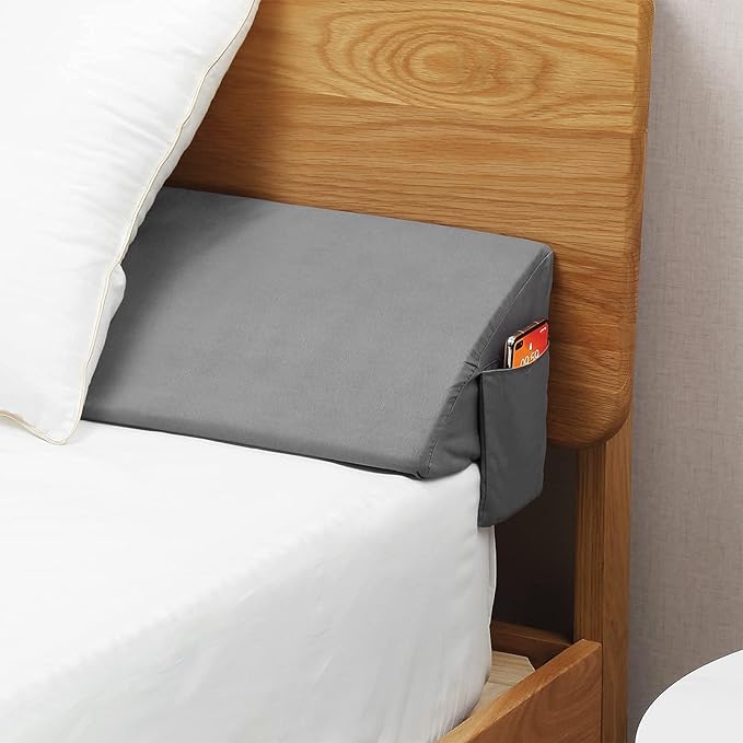 Vekkia Cal King Wedge Pillow Headboard/Bed Wedge Pillow for Headboard/Bed Gap Filler/Headboard Pillow,Pillow Wedge for Headboard Gap(0-6"),Stop Loosing Your Pillows,Phone(Gray 72"x10"x6")