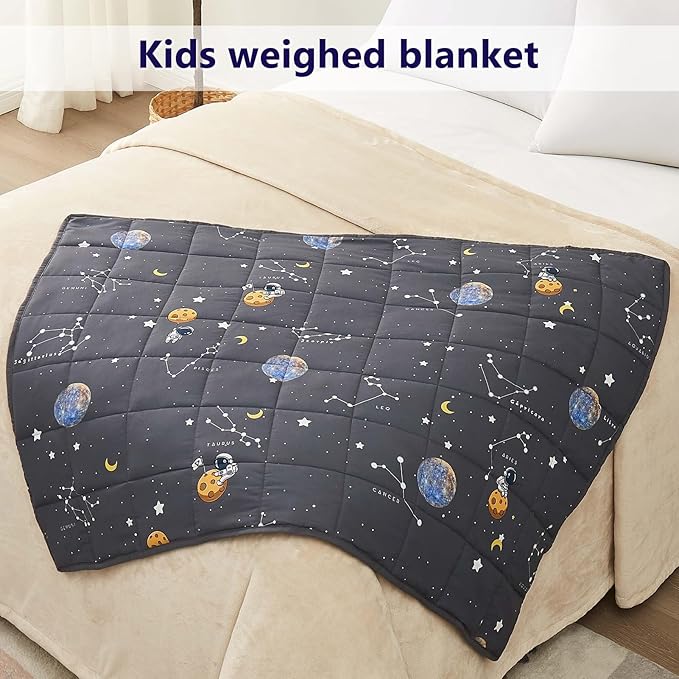 Weighted Blanket Kids (36"x48" 5lbs), Weighted Blanket Cooling Blanket for Sleeping,Throw Size Breathable Blanket with Premium Glass Bead(Space Grey)