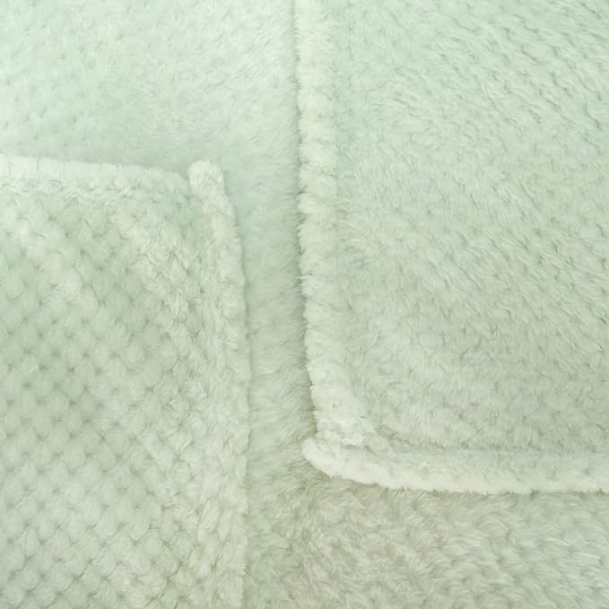 Fuzzy Throw Blanket, Plush Fleece Blankets for adults, Toddler, boys and Girls, Warm Soft Blankets and Throws for Bed, Couch, Sofa, Travel and Outdoor, Camping (Twin(60"x80"), XL1-Pastel Green)